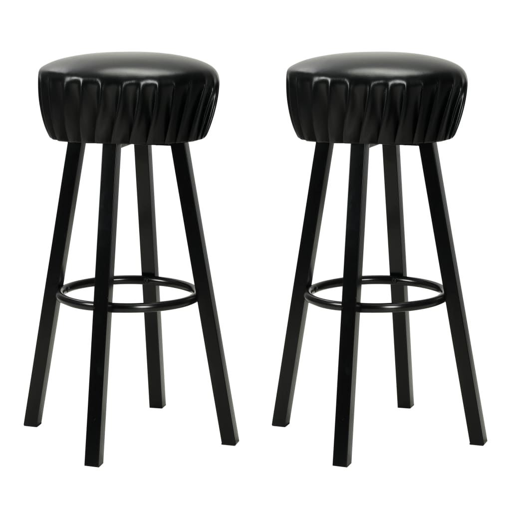 vidaXL Bar Stools 2 pcs Black Faux Leather