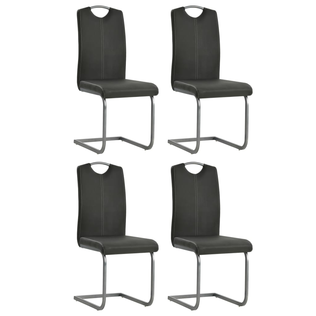 vidaXL Cantilever Chairs 4 pcs. Grey Faux Leather