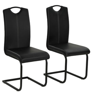 vidaXL Cantilever Chairs 2 pcs Black Faux Leather