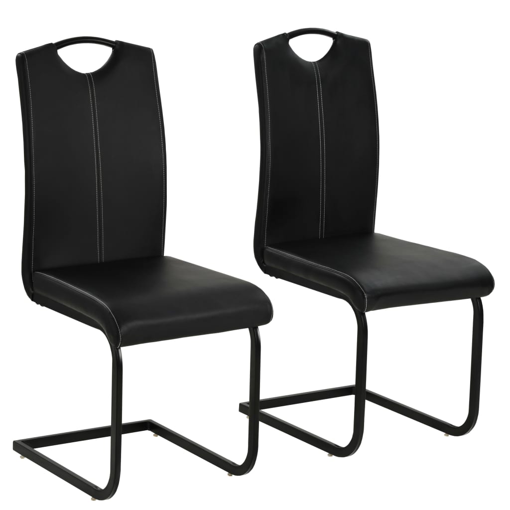 vidaXL Cantilever Chairs 2 pcs Black Faux Leather