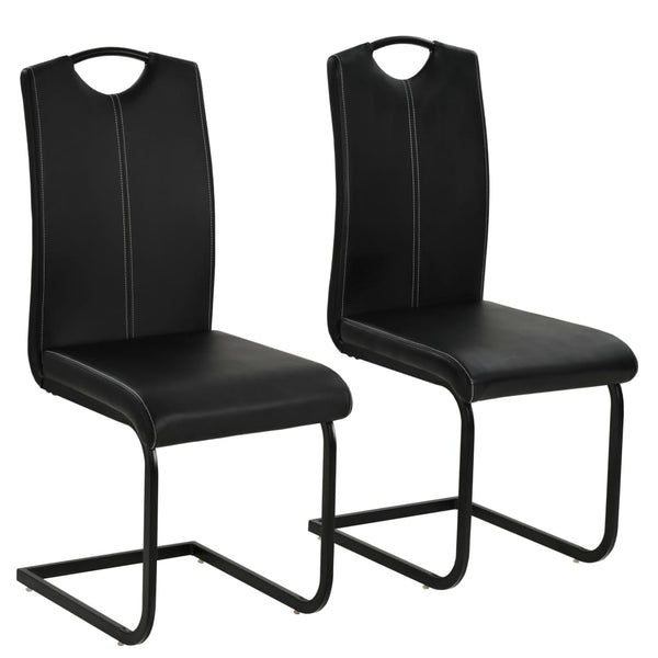 vidaXL Cantilever Chairs 2 pcs Black Faux Leather