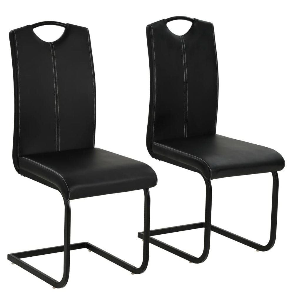 vidaXL Cantilever Chairs 2 pcs Black Faux Leather
