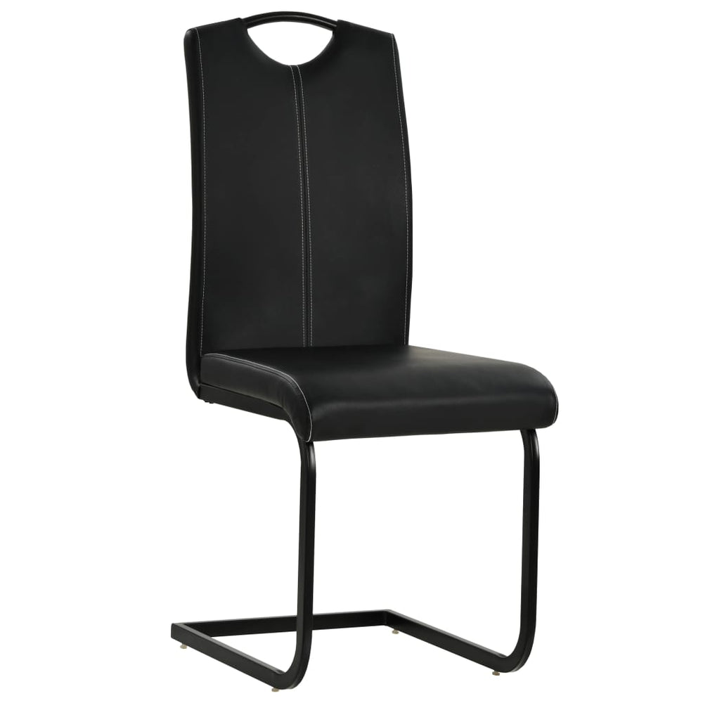 vidaXL Cantilever Chairs 2 pcs Black Faux Leather