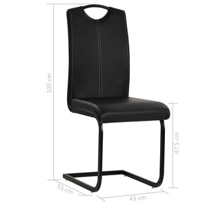 vidaXL Cantilever Chairs 2 pcs Black Faux Leather