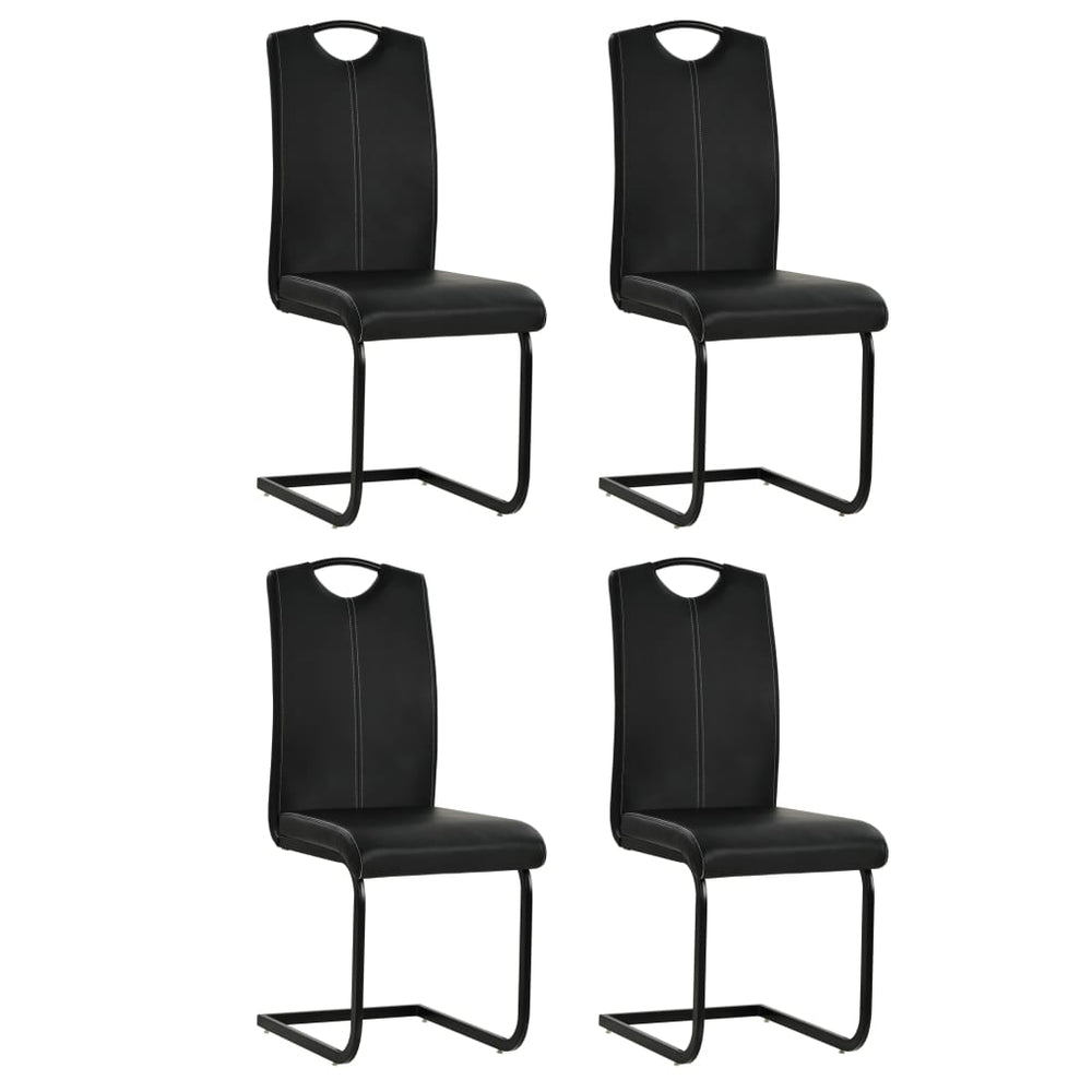 vidaXL Cantilever Chairs 4 pcs Black Faux Leather