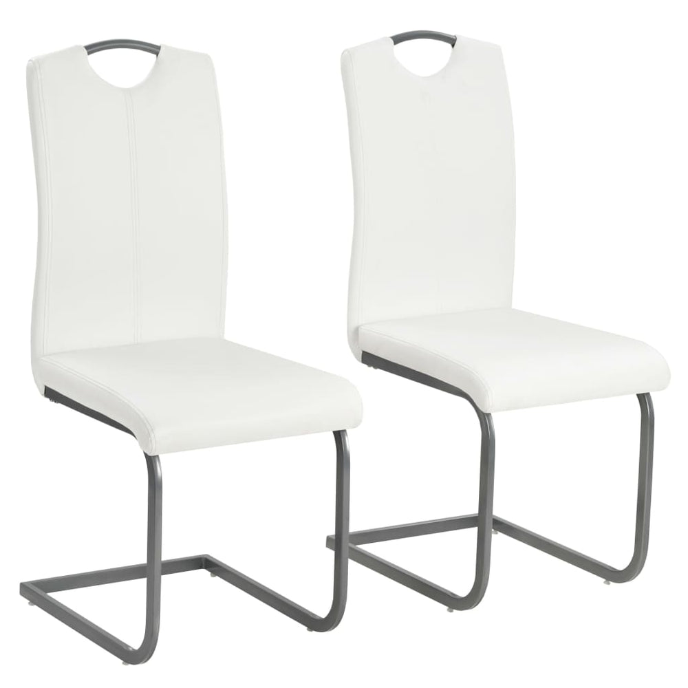 vidaXL Cantilever Chairs 2 pcs White Artificial Leather