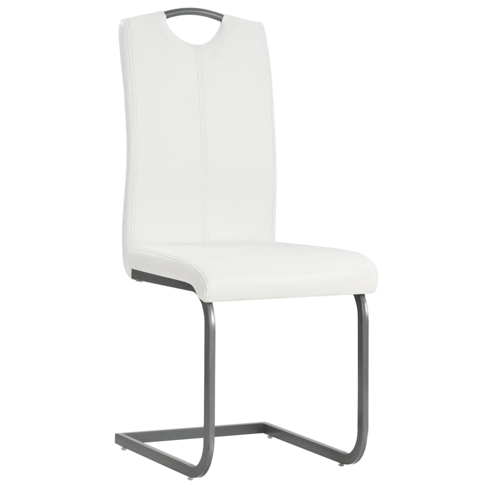 vidaXL Cantilever Chairs 2 pcs White Artificial Leather