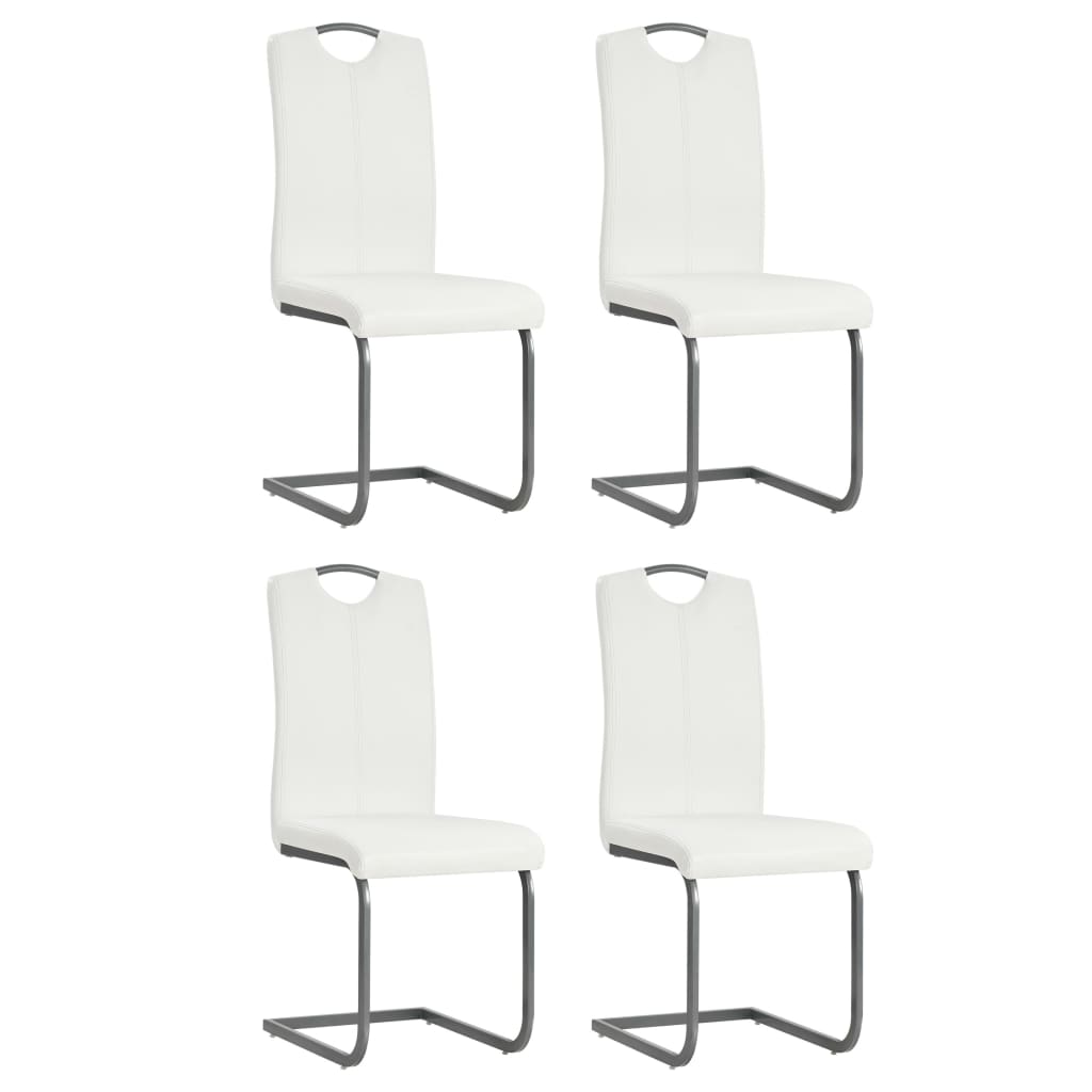 vidaXL Cantilever Chairs 4 pcs. White Faux Leather