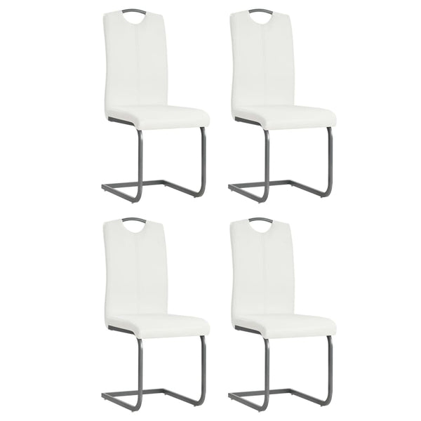 vidaXL Cantilever Chairs 4 pcs. White Faux Leather