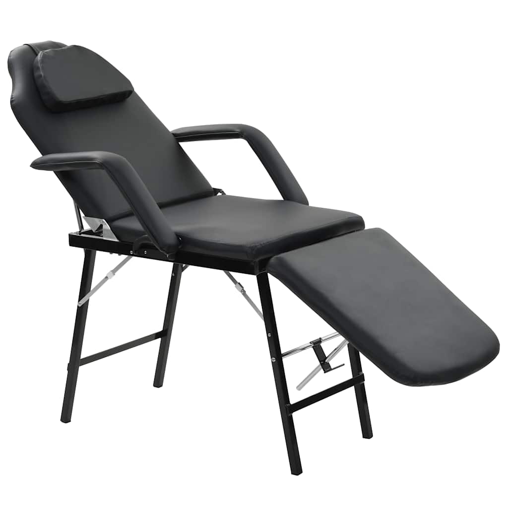 vidaXL Portable Facial Treatment Chair Artificial Leather 185x78x76cm Black