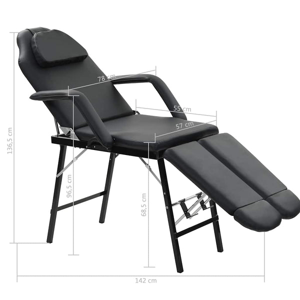 vidaXL Portable Cosmetic Chair Artificial Leather 185x78x76 cm Black