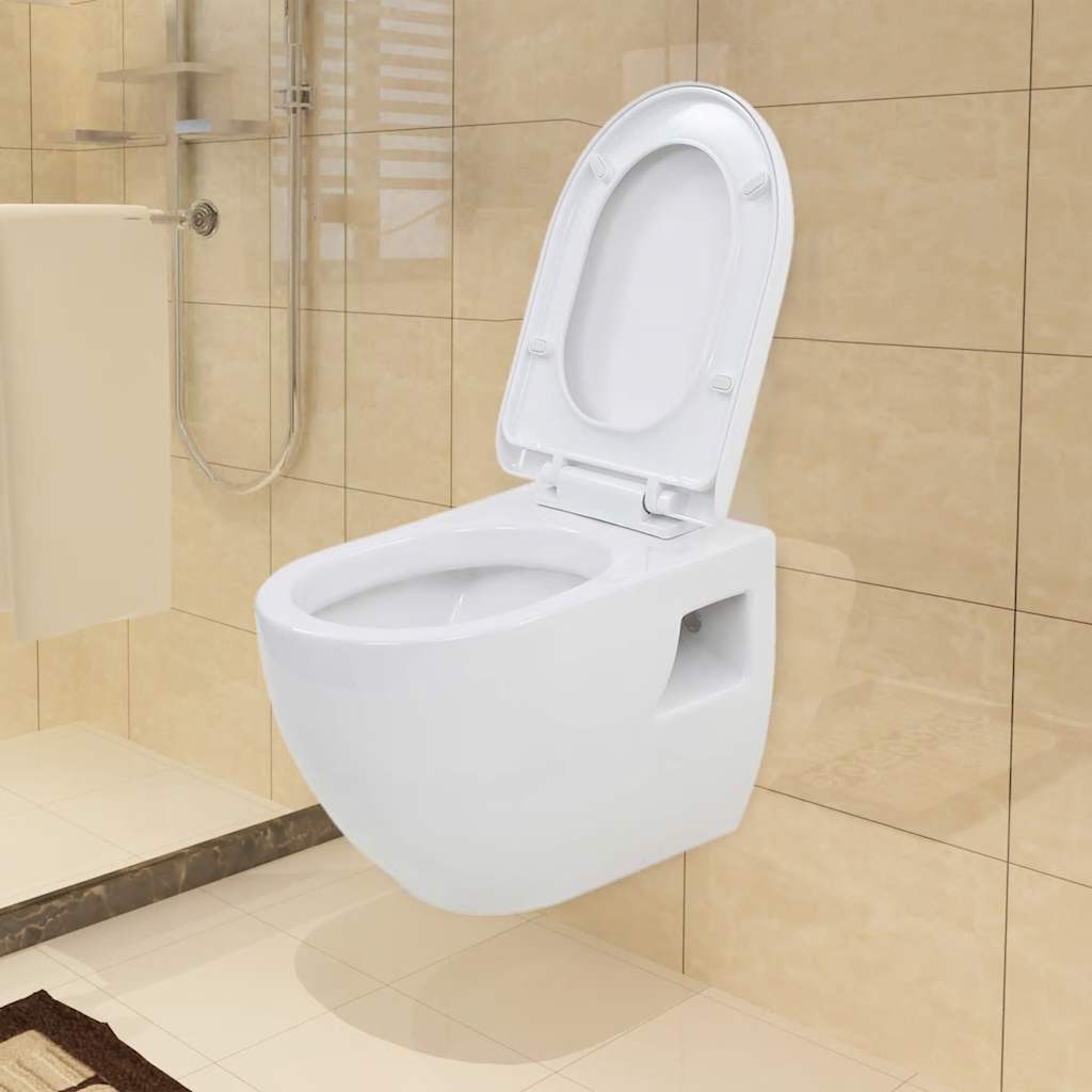 vidaXL Wall-Mounted Toilet Ceramic White