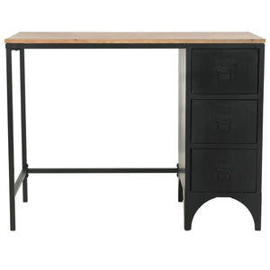 vidaXL Single Pedestal Desk Solid Wood and Steel 100x50x76 cm