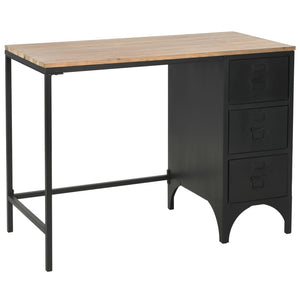 vidaXL Single Pedestal Desk Solid Wood and Steel 100x50x76 cm