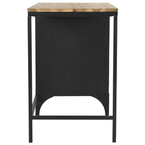vidaXL Single Pedestal Desk Solid Wood and Steel 100x50x76 cm
