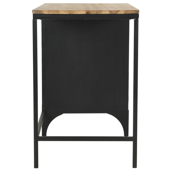 vidaXL Single Pedestal Desk Solid Wood and Steel 100x50x76 cm