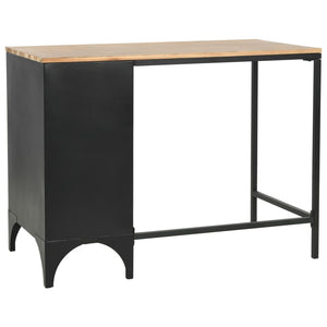 vidaXL Single Pedestal Desk Solid Wood and Steel 100x50x76 cm