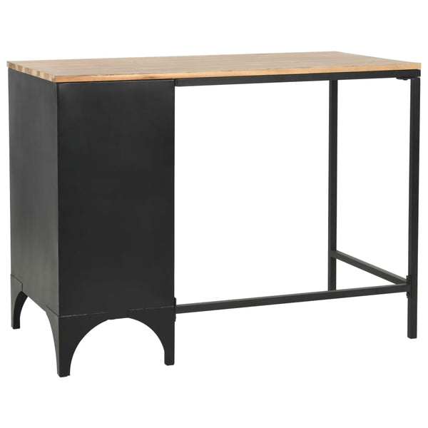 vidaXL Single Pedestal Desk Solid Wood and Steel 100x50x76 cm