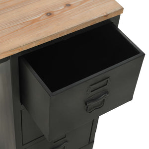 vidaXL Single Pedestal Desk Solid Wood and Steel 100x50x76 cm