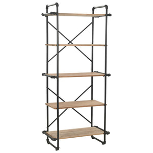 vidaXL Bookshelf Solid Fir Wood and Steel 80x42x180 cm