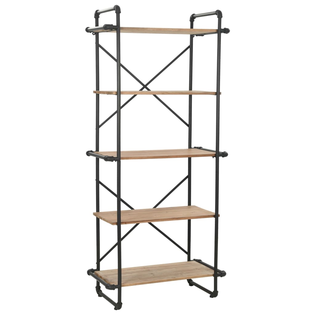 vidaXL Bookshelf Solid Fir Wood and Steel 80x42x180 cm