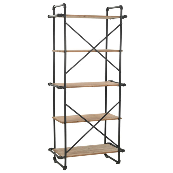 vidaXL Bookshelf Solid Fir Wood and Steel 80x42x180 cm