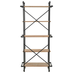 vidaXL Bookshelf Solid Fir Wood and Steel 80x42x180 cm