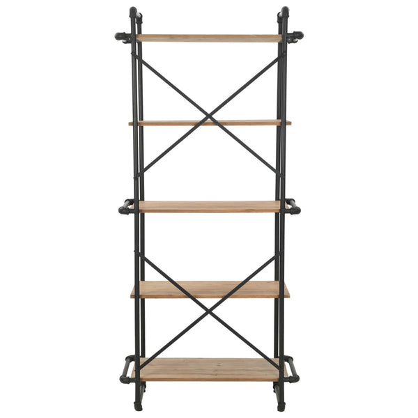 vidaXL Bookshelf Solid Fir Wood and Steel 80x42x180 cm