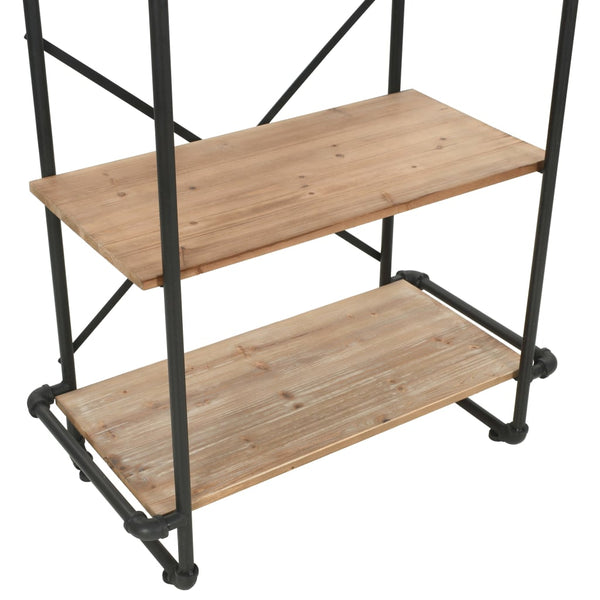 vidaXL Bookshelf Solid Fir Wood and Steel 80x42x180 cm
