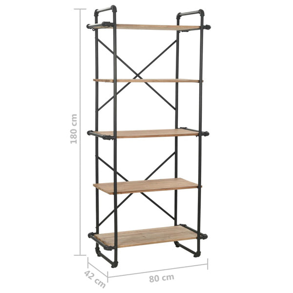 vidaXL Bookshelf Solid Fir Wood and Steel 80x42x180 cm
