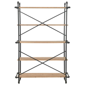 vidaXL Bookshelf Solid Fir Wood and Steel 120x42x180 cm