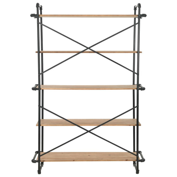 vidaXL Bookshelf Solid Fir Wood and Steel 120x42x180 cm