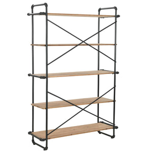 vidaXL Bookshelf Solid Fir Wood and Steel 120x42x180 cm