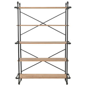 vidaXL Bookshelf Solid Fir Wood and Steel 120x42x180 cm