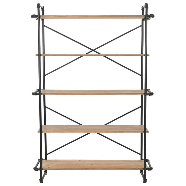 vidaXL Bookshelf Solid Fir Wood and Steel 120x42x180 cm