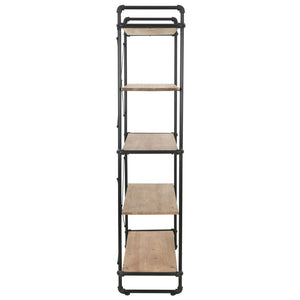 vidaXL Bookshelf Solid Fir Wood and Steel 120x42x180 cm