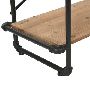 vidaXL Bookshelf Solid Fir Wood and Steel 120x42x180 cm