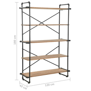 vidaXL Bookshelf Solid Fir Wood and Steel 120x42x180 cm