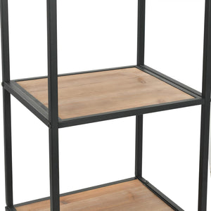 vidaXL Bookshelf Solid Fir Wood and Steel 40.5x32.5x180 cm