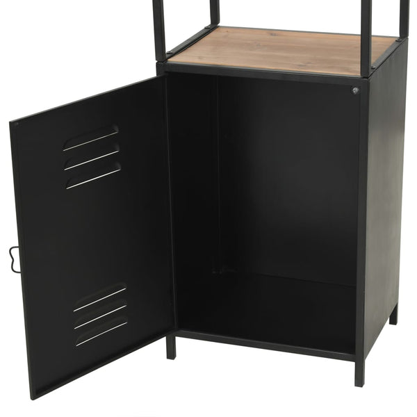 vidaXL Bookshelf Solid Fir Wood and Steel 40.5x32.5x180 cm