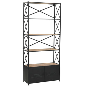 vidaXL Bookshelf Solid Fir Wood and Steel 80x32.5x180 cm
