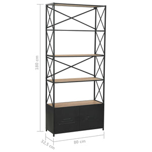 vidaXL Bookshelf Solid Fir Wood and Steel 80x32.5x180 cm