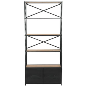 vidaXL Bookshelf Solid Fir Wood and Steel 80x32.5x180 cm