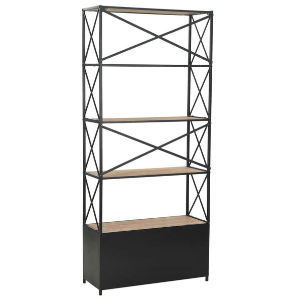 vidaXL Bookshelf Solid Fir Wood and Steel 80x32.5x180 cm