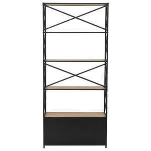 vidaXL Bookshelf Solid Fir Wood and Steel 80x32.5x180 cm