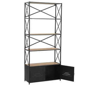 vidaXL Bookshelf Solid Fir Wood and Steel 80x32.5x180 cm