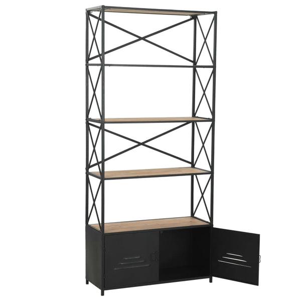 vidaXL Bookshelf Solid Fir Wood and Steel 80x32.5x180 cm