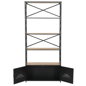 vidaXL Bookshelf Solid Fir Wood and Steel 80x32.5x180 cm