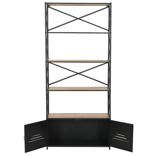 vidaXL Bookshelf Solid Fir Wood and Steel 80x32.5x180 cm