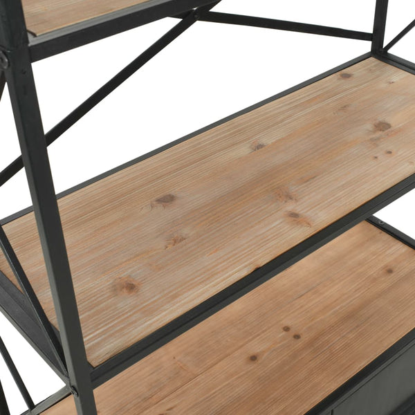 vidaXL Bookshelf Solid Fir Wood and Steel 80x32.5x180 cm